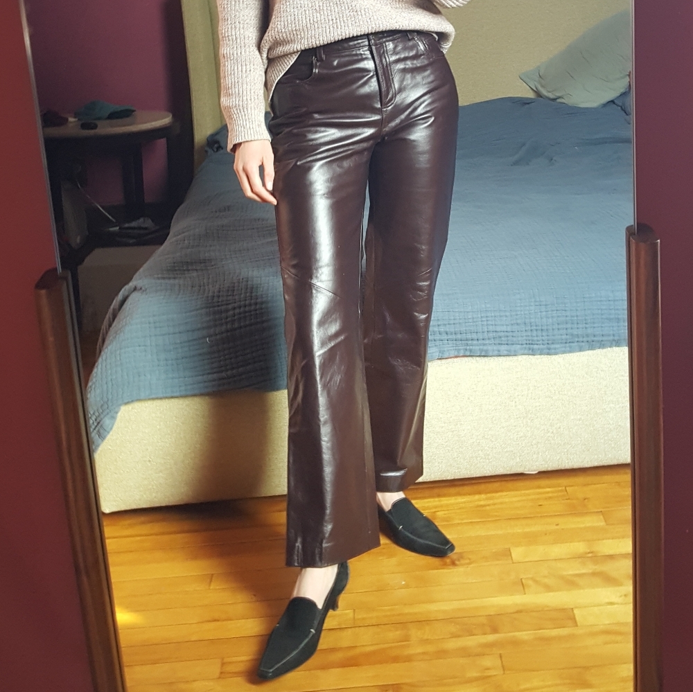 Vtg brown leather pants